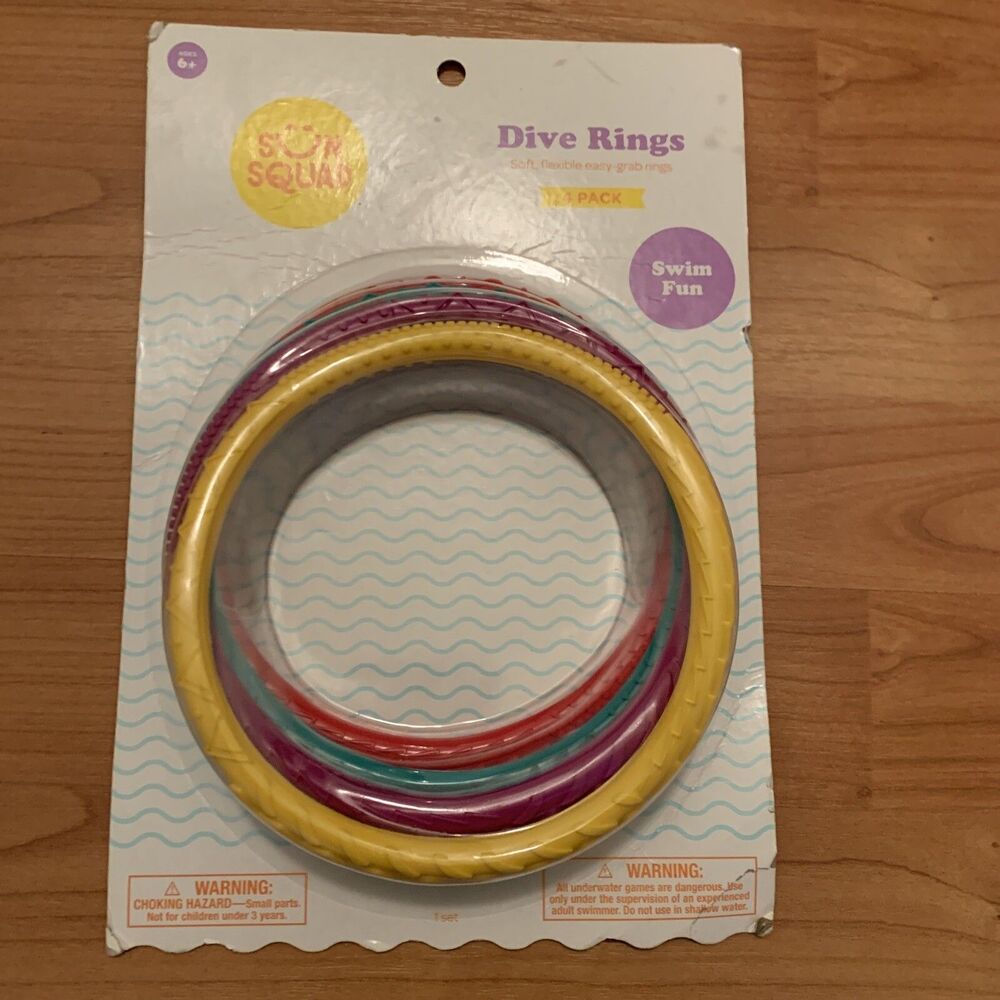 Sun Squad Splash Bomb Dizzy Dive Rings Swim Toy Beach Pool 4-Piece Multicolors